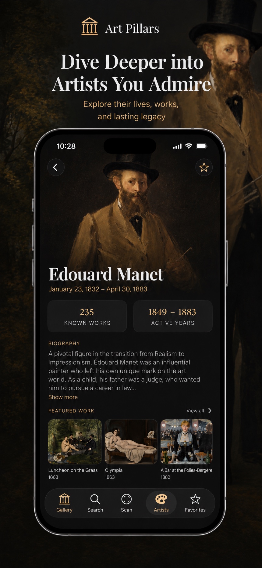 Artist page for Édouard Manet
